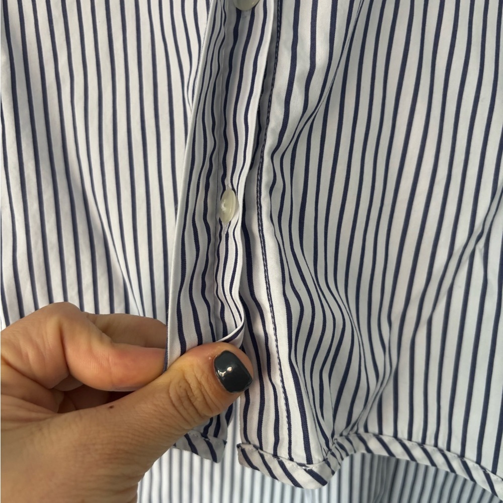 Striped Button Down Shirt with Ruffle Sleeves - Picture 5 of 11